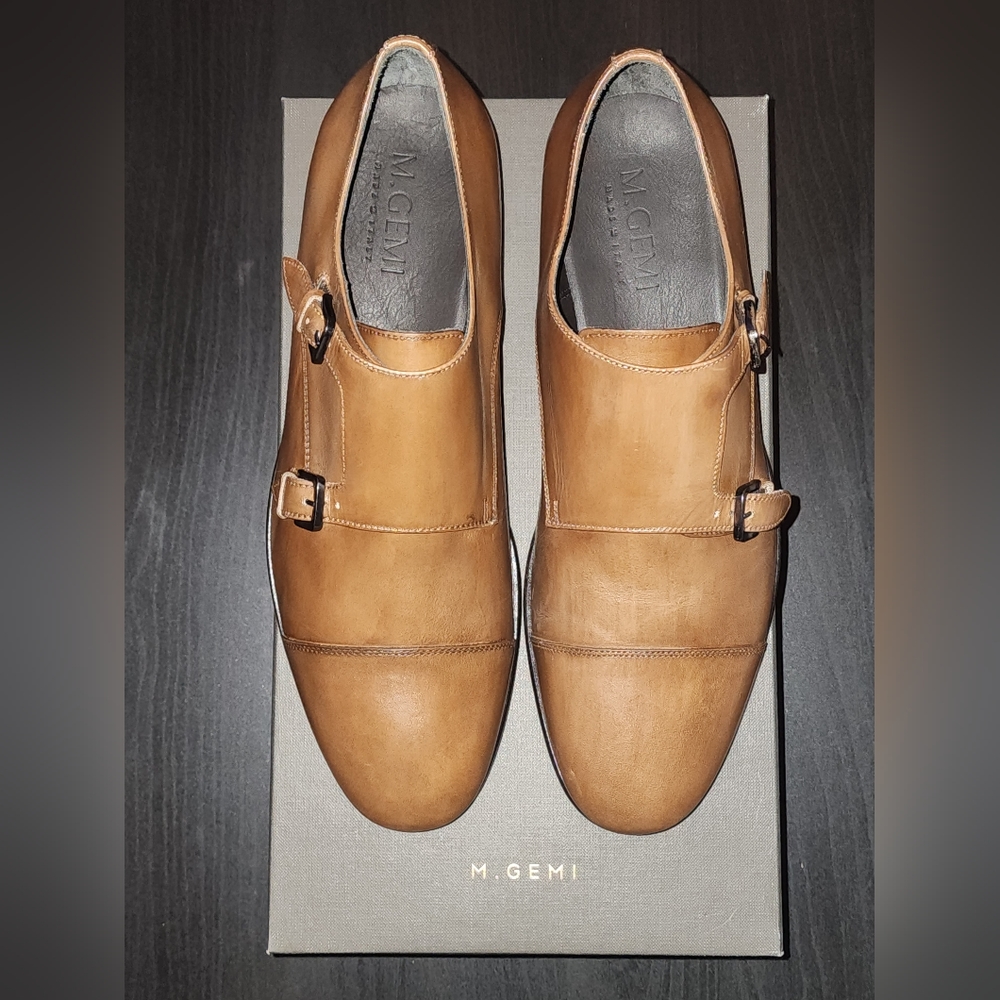 Men's M. Gemi Tommaso Double Monk Strap Dress Shoe EU 42 (US 9) New w/ box Tan